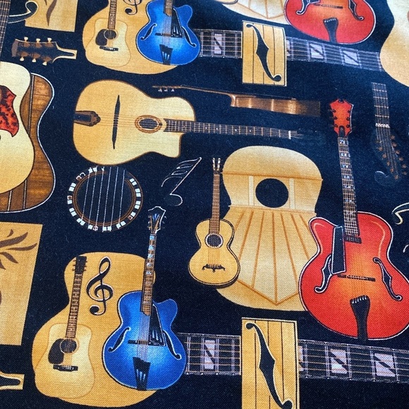 Max Boxxer Vtg Hawaiian Cotton Guitar Musical S/S Mens Camp Shirt Sz Medium - Picture 6 of 7